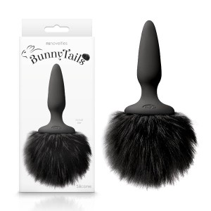 Black Mini Butt Plug with Black Bunny Tail