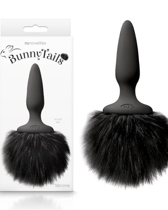 Black Mini Butt Plug with Black Bunny Tail