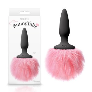 Mini Black Butt Plug with Pink Bunny Tail