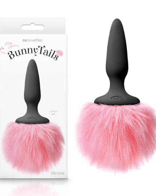 Mini Black Butt Plug with Pink Bunny Tail