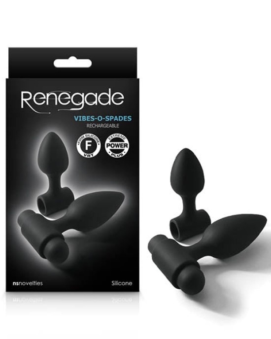 Renegade Vibes-O-Spades Black Vibrating Butt Plug Set