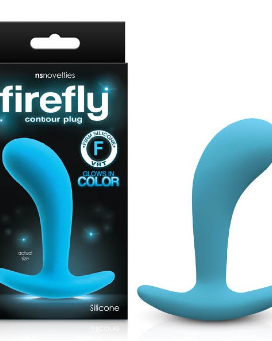 Firefly Contour Plug - Glow in Dark Blue Medium Butt Plug