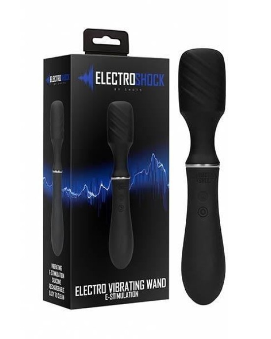 Electro Shock Black Vibrating Rechargeable Massager Wand With E-Stim