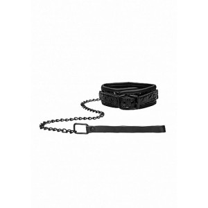 Ouch! Luxury Black Collar with Leash