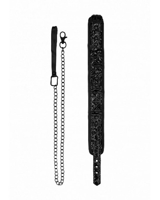 Ouch! Luxury Black Collar with Leash