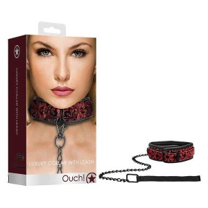 Ouch! Luxury Burgundy Collar with Leash