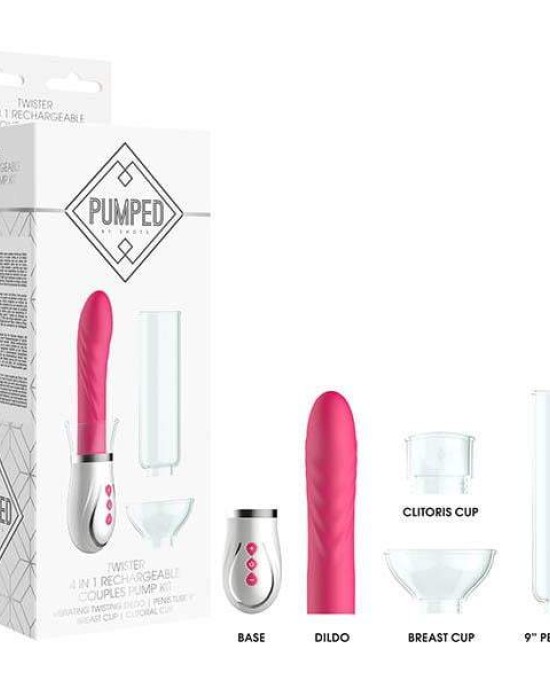 Pumped Twister - Pink Breast, Clit & Penis Couples Pump Kit