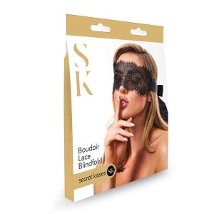 Secret Kisses Boudoir Black Lace Blindfold