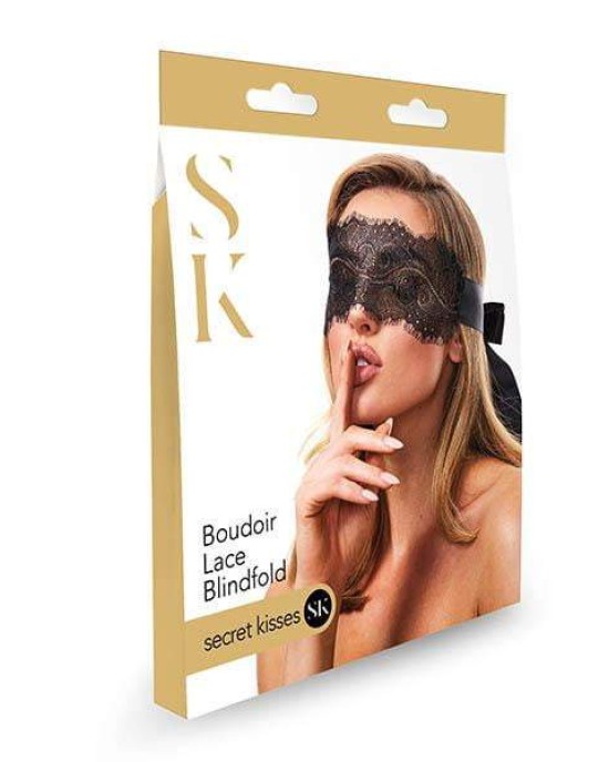 Secret Kisses Boudoir Black Lace Blindfold