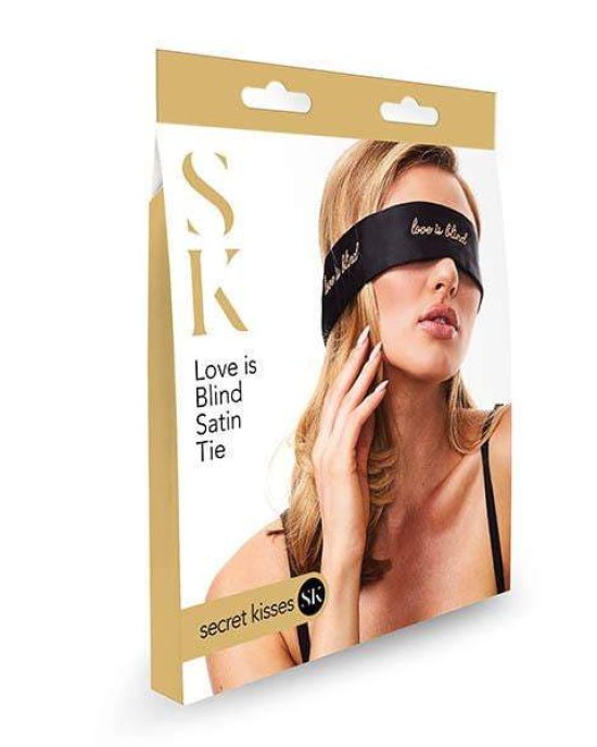 Secret Kisses Love Is Blind Black Satin Tie Blindfold