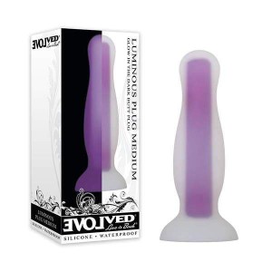 Evolved Luminous Medium Dark Purple Glow in Dark Butt Plug