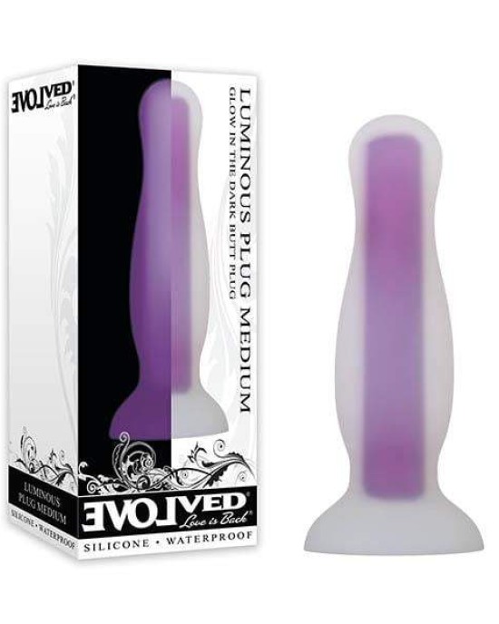 Evolved Luminous Medium Dark Purple Glow in Dark Butt Plug