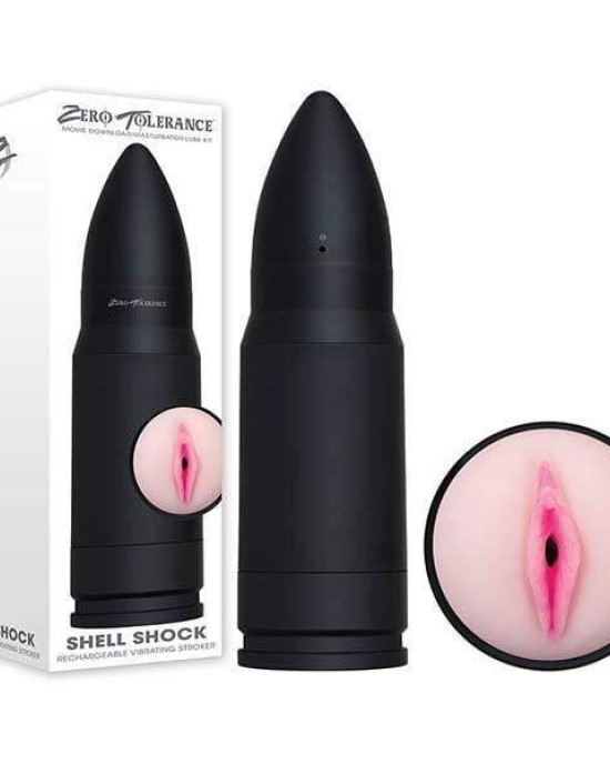 Zero Tolerance Shell Shock Black Rechargeable Vagina Stroker