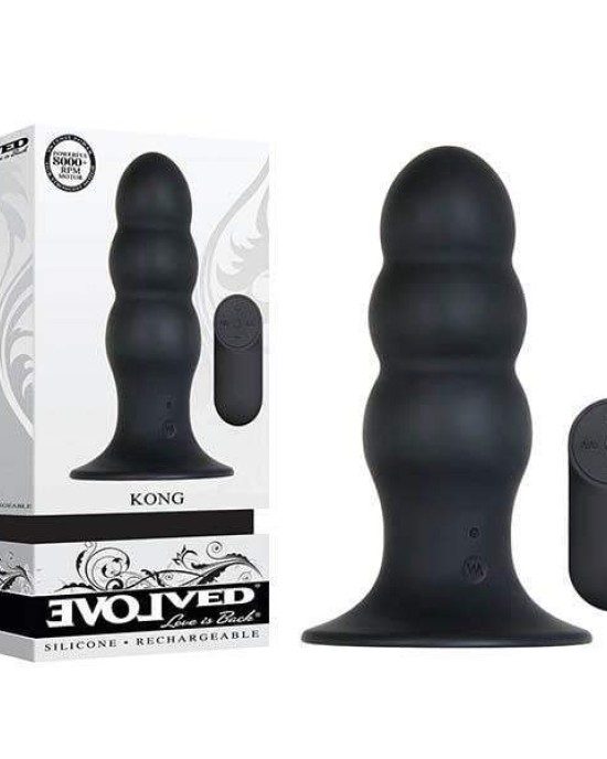 Evolved Kong Large Black Butt Plug with Wireless Remote