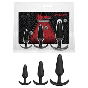 KINK Anal Essentials 3-Piece Silicone Black Plug Trainer Set