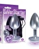 The Silver Starter - Silver 2.8 Inch Butt Plug with Violet Heart Jewel