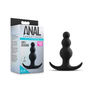 Anal Adventures Platinum Black Beaded Plug