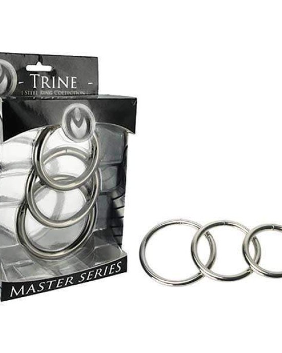 Master Series Trine Steel Cock Rings - Pack of 3