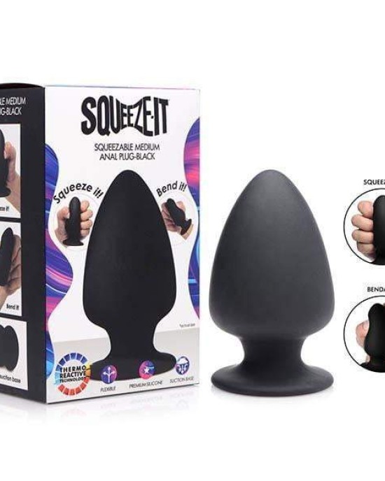 Squeeze-It Squeezable Black Medium Anal Plug