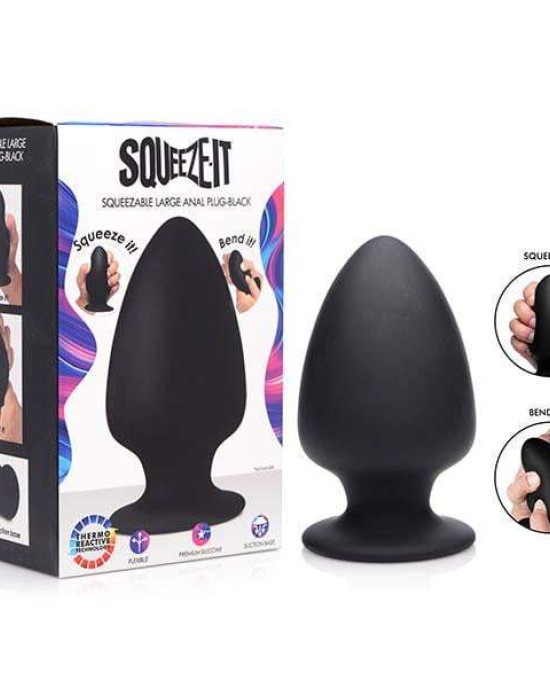 Squeeze-It Squeezable Black Large Anal Plug