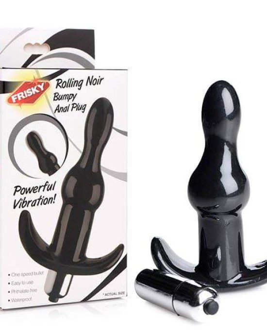 Frisky Bumpy Vibrating Anal Plug - Black