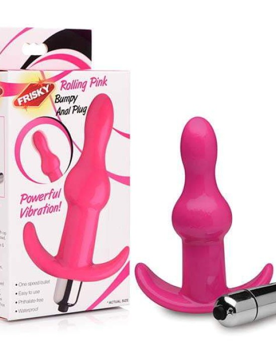 Frisky Bumpy Vibrating Anal Plug - Pink