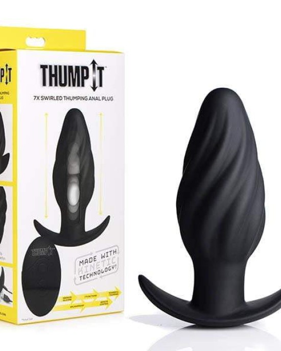 Thump It Thumping 7X Swirled Anal Plug - Black