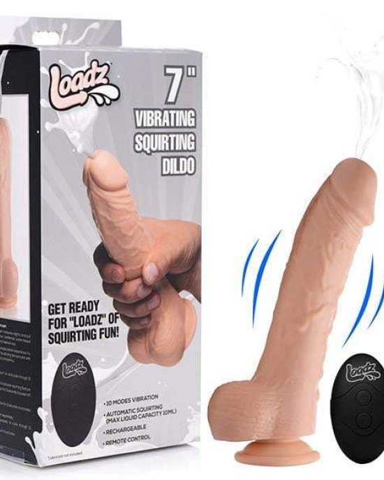 Loadz 7 Inch Flesh Vibrating Squirting Dildo