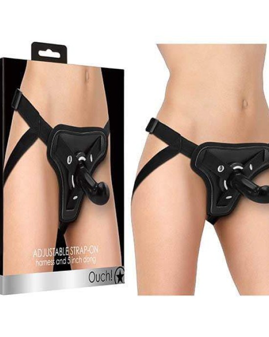 Ouch! Adjustable Black Pegging 5 Inch Strap-On