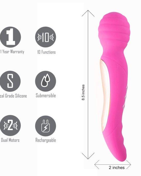 Maia Zoe - Neon Pink Dual Vibrating Massage Wand