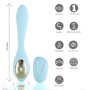 Maia Harmonie Bendable Vibrator with Wireless Remote - Blue