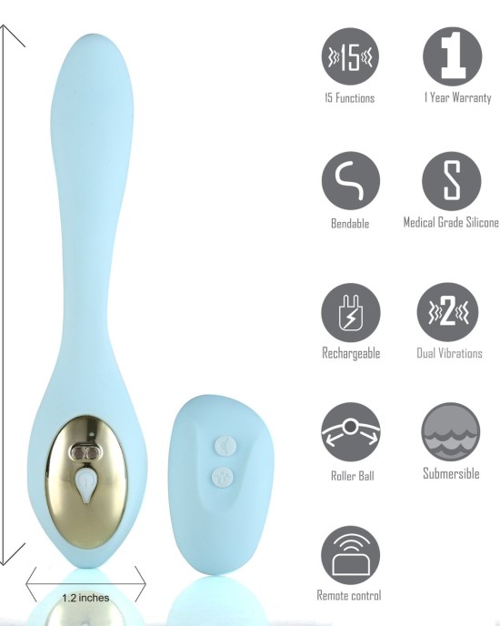 Maia Harmonie Bendable Vibrator with Wireless Remote - Blue