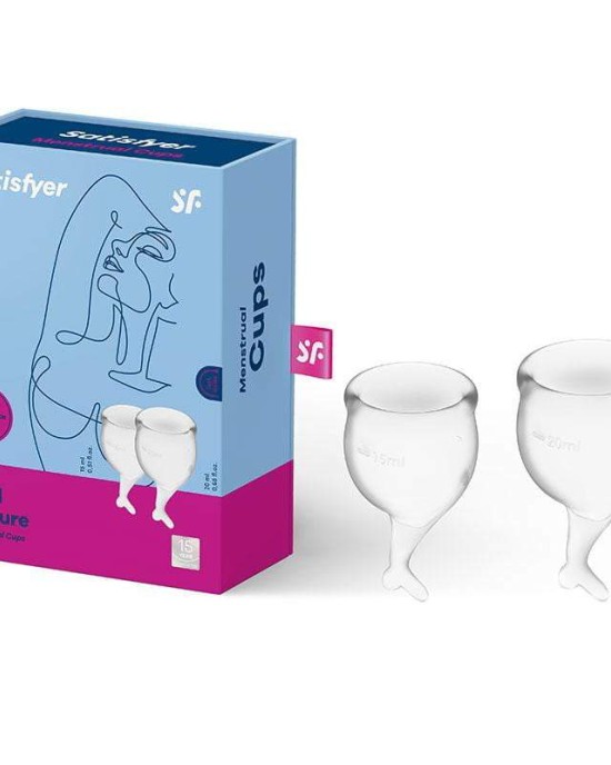 Satisfyer Feel Secure - Clear - Dolphin Tail Menstrual Cups