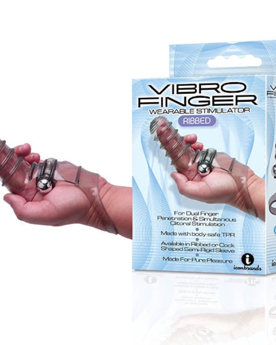 The 9's VibroFinger Ribbed Gray Vibrating Stimulator