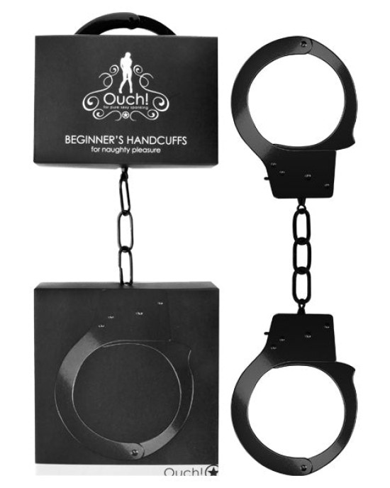 Ouch Beginner's Handcuffs - Black Metal Restraints