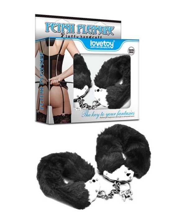 Fetish Pleasure Fluffy Hand Cuffs - Black