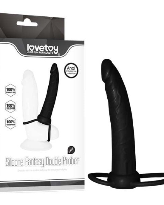 Anal Indulgence Collection Black Double Prober & Cock Ring