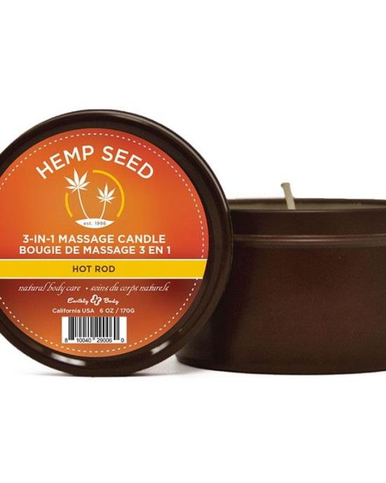 Hemp Seed 3-In-1 Massage Candle - Hot Rod (Fuschia Peonies, Loganberries & Sand Musk) - 170 g