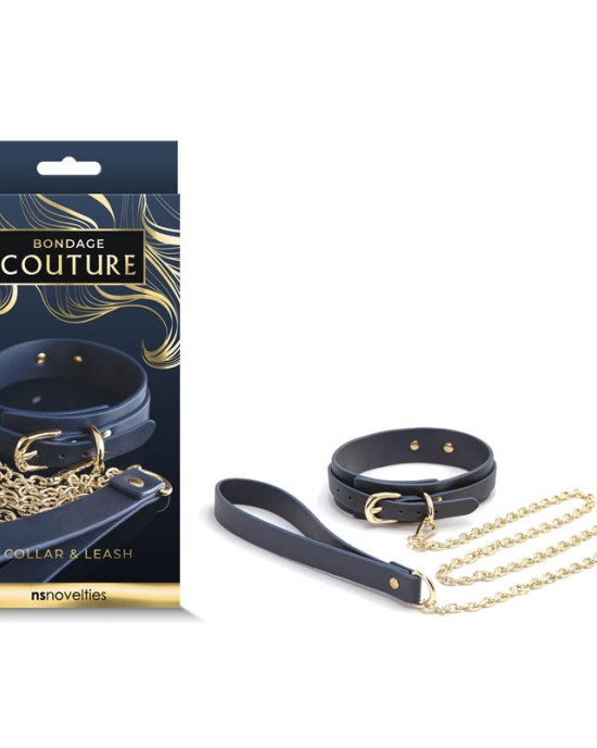 Bondage Couture Collar & Leash - Blue