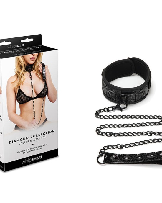 WhipSmart Diamond Collar & Leash - Black