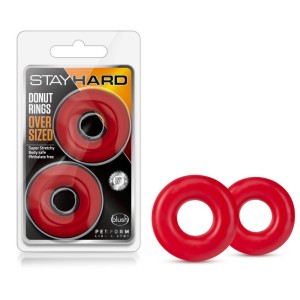 Stay Hard - Donut Oversized Red Cock Rings - Set of 2