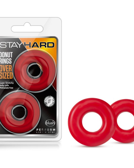 Stay Hard - Donut Oversized Red Cock Rings - Set of 2