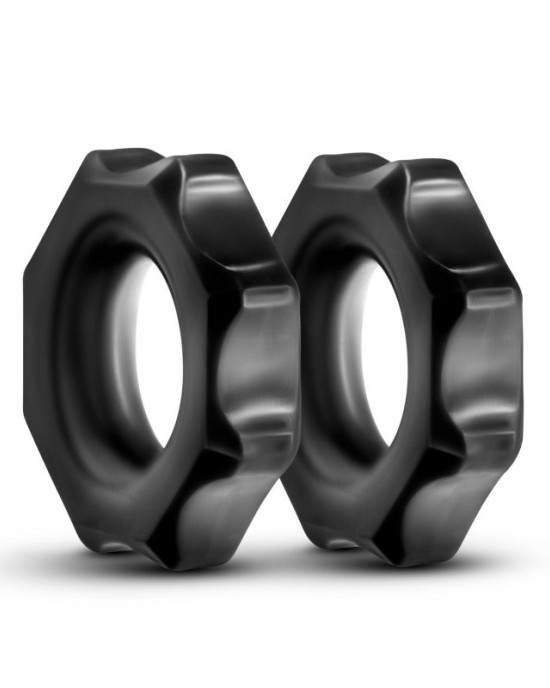 Stay Hard Nutz Black Cock Rings - Set of 2