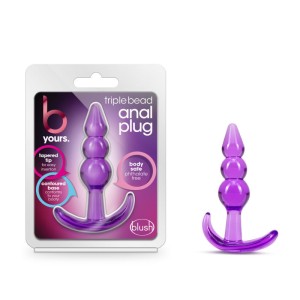 B Yours Triple Bead Purple Anal Butt Plug