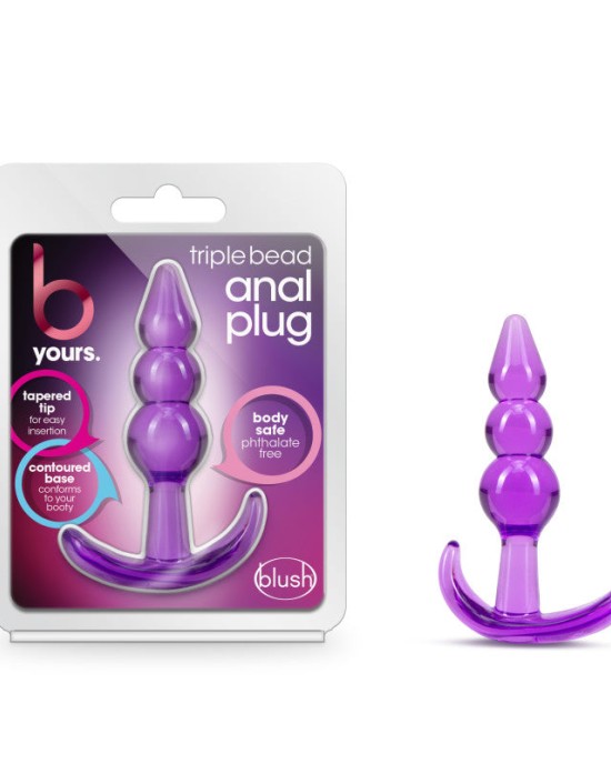 B Yours Triple Bead Purple Anal Butt Plug