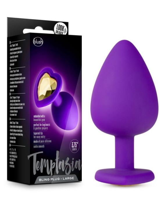 Temptasia Bling Large Purple Butt Plug with Heart Jewel