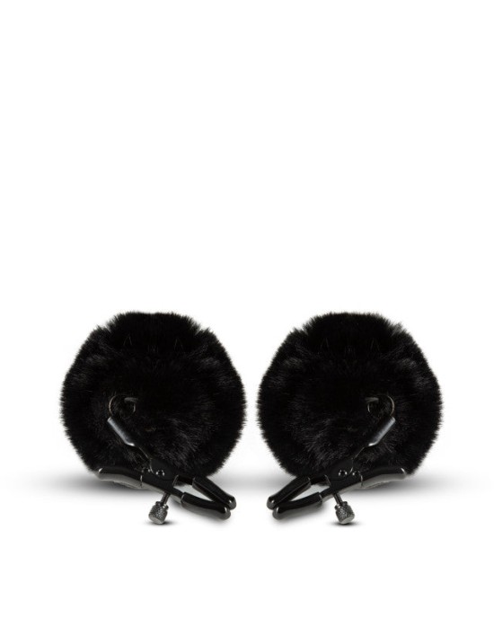 Noir Pom Adjustable Furry Nipple Clamps