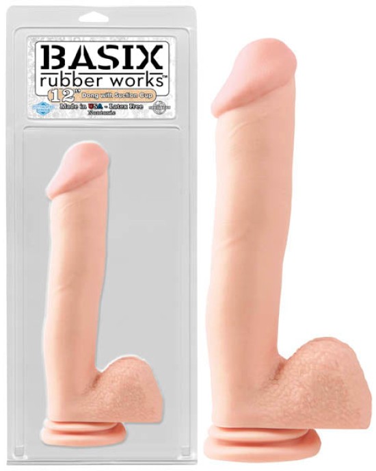 Basix Rubber Works 12 Inch Flesh Dong with Suction Cup