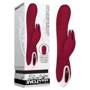 Evolved Inflatable Bunny Rabbit Vibrator - Burgundy