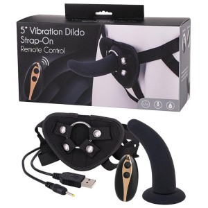 5 Inch Vibration Dildo Strap-On - Black